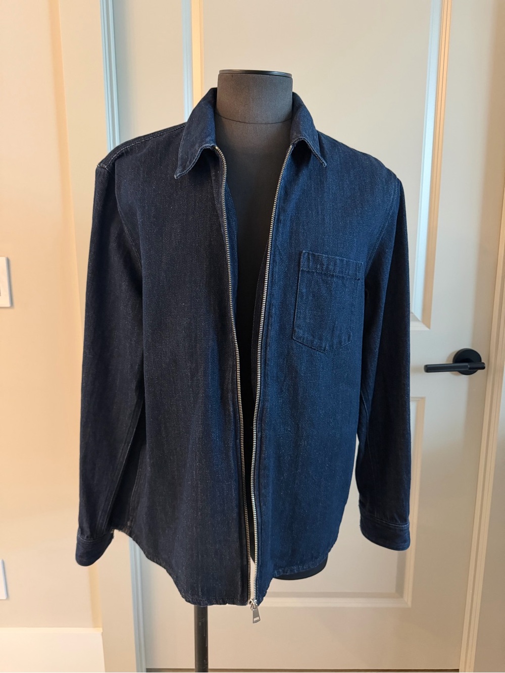 H&M Navy Blue Denim Zip Jacket